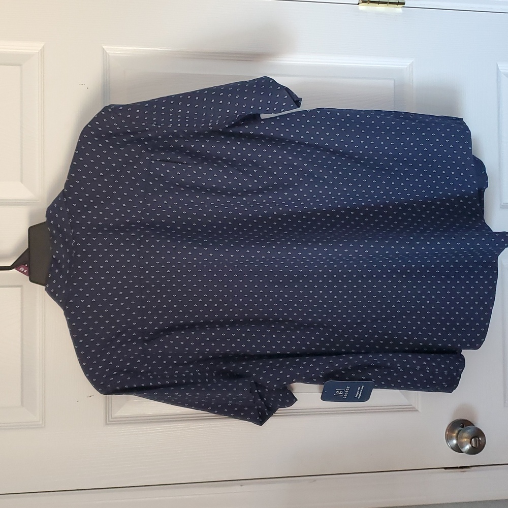 George Men's Dark Navy Diamond Short Sleeve Button Down Shirt, 2XL - Picture 2 of 6